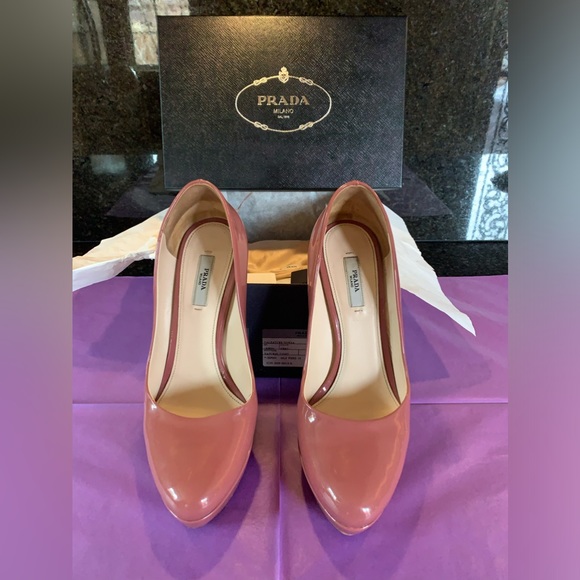 PRADA Calzature Donna Round Toe Heels ~ EU Size 40/US 9.5 ~ color Nero/Blush - Picture 4 of 12